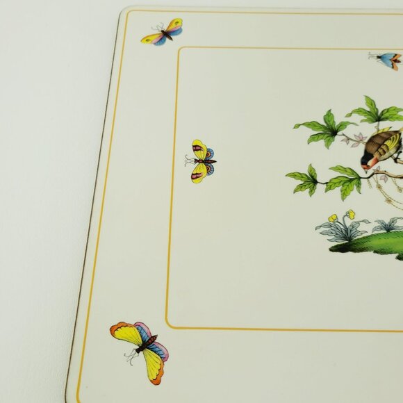 Herend Rothschild Bird Placemat Cork-Backed Botanical Birds and Butterflies - Picture 4 of 9